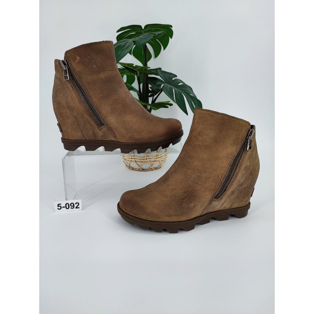 Sorel Women's Joan of Arctic Wedge II Brown Leather Booties Size 5 US